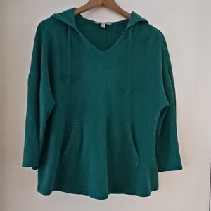 Toad&Co Epiq Poncho hoodie hemp cotton green